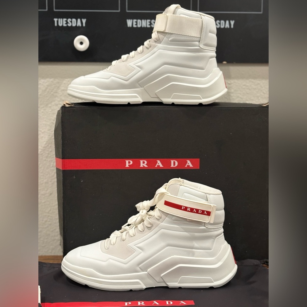 Prada Bianco High-Top Sneakers